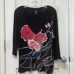 Desigual floral rose 3/4 sleeve long top
